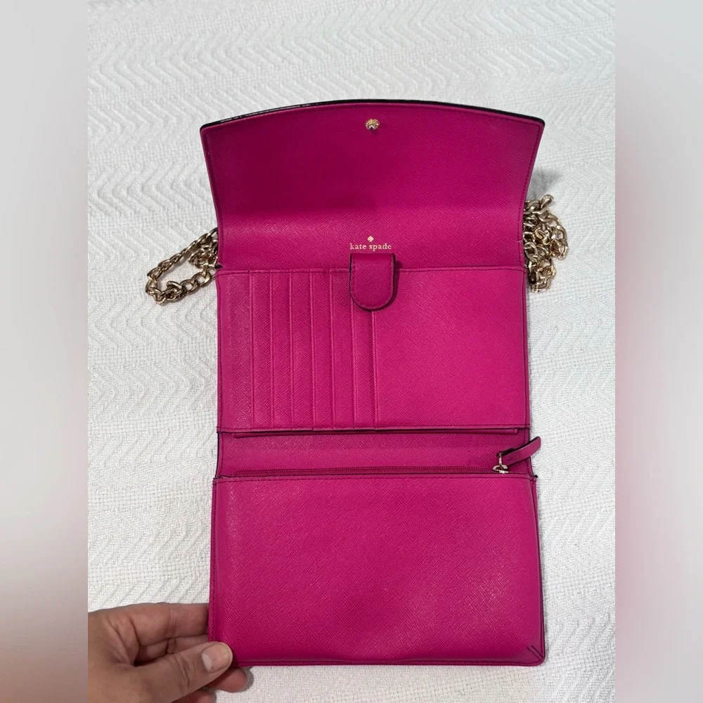 Kate Spade Magenta Crossbody Bag with Gold Chain